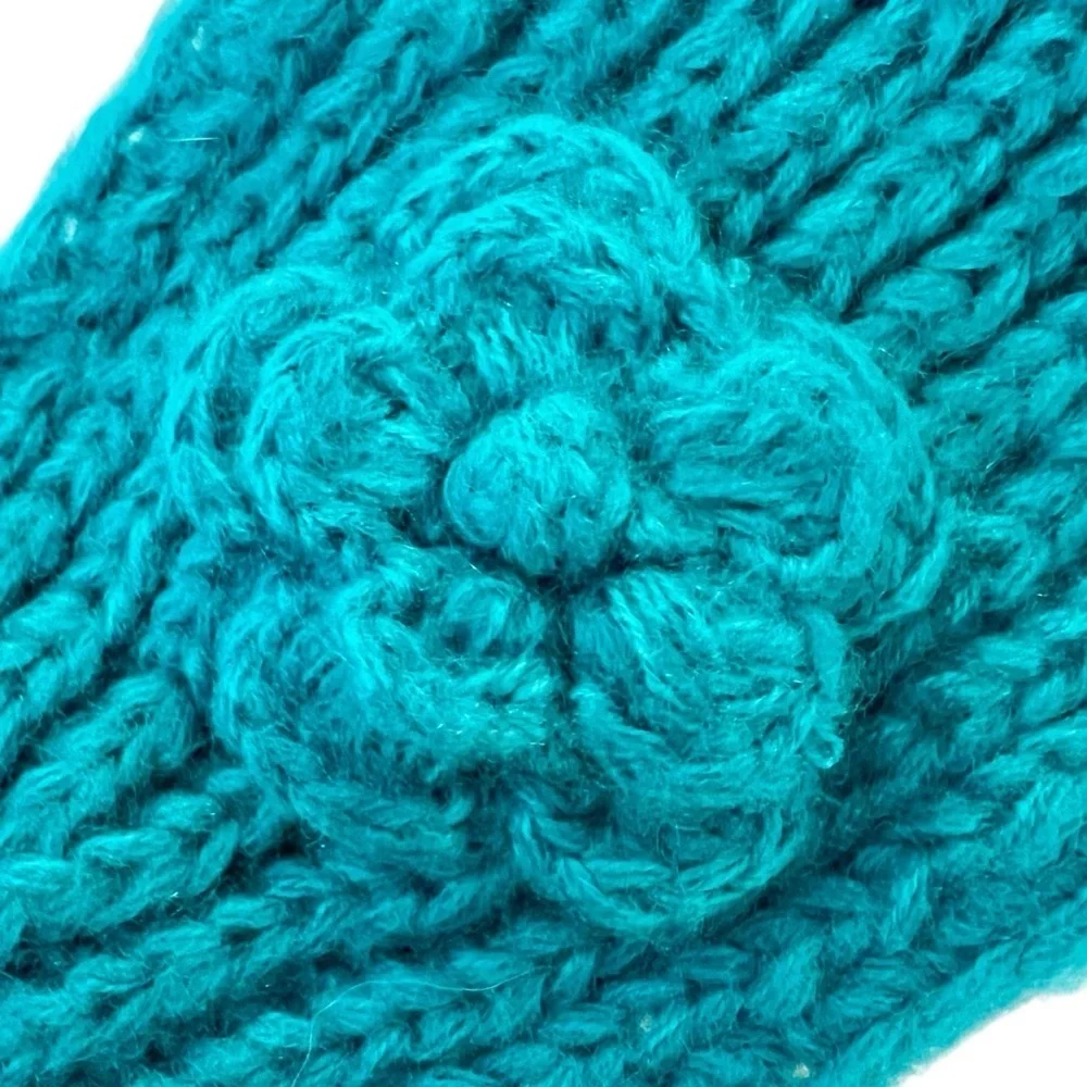 Turquoise Knit Flower Headband